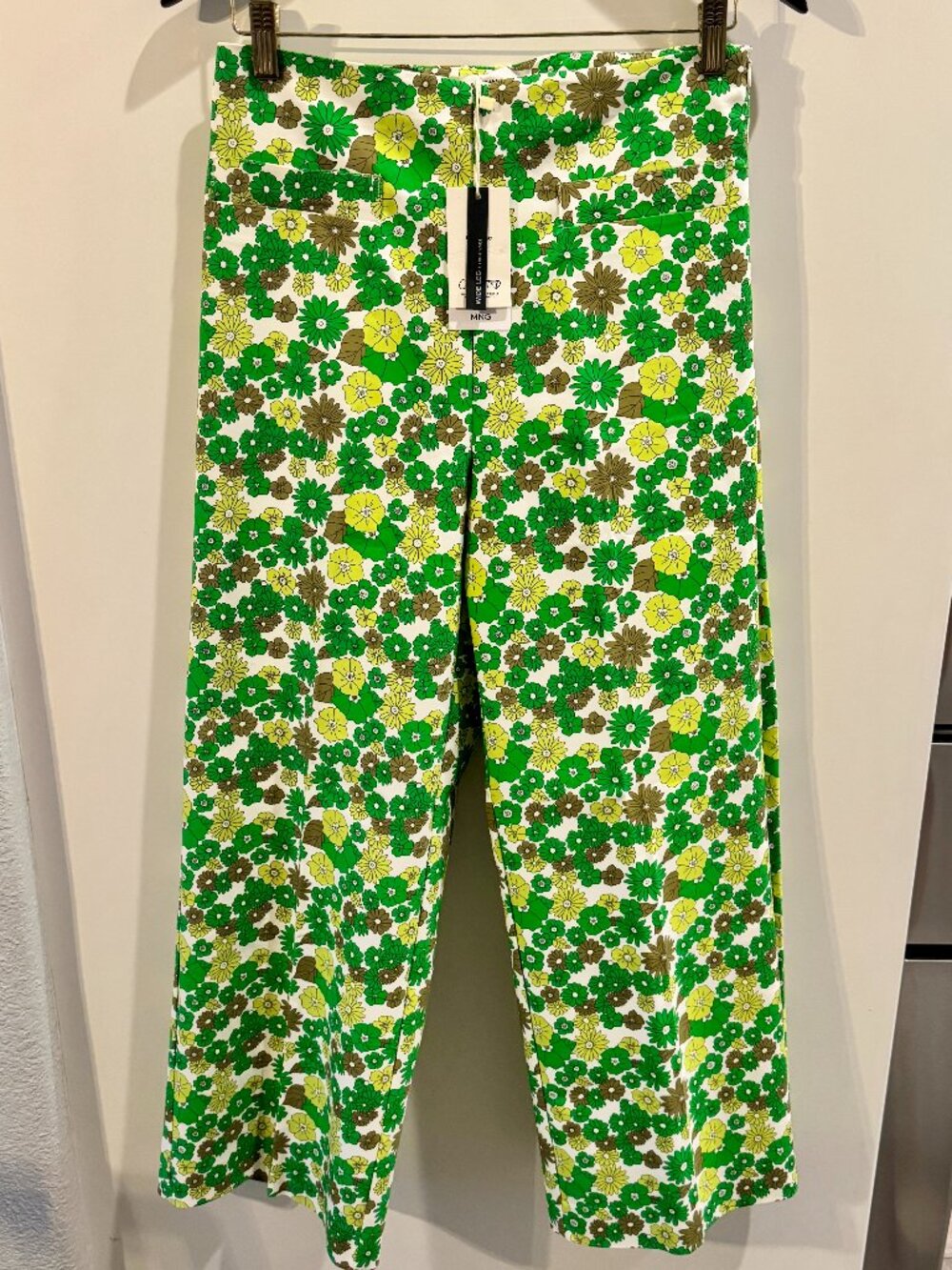 Mango Green Floral Print Straight-Leg Pants